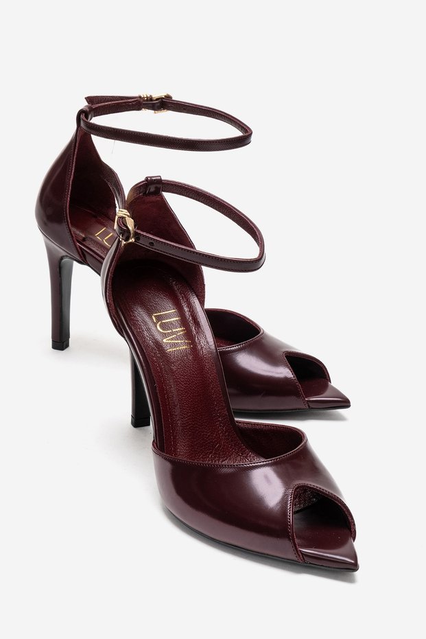 Dona Burgundy Skin Women's Thin Heeled Shoes