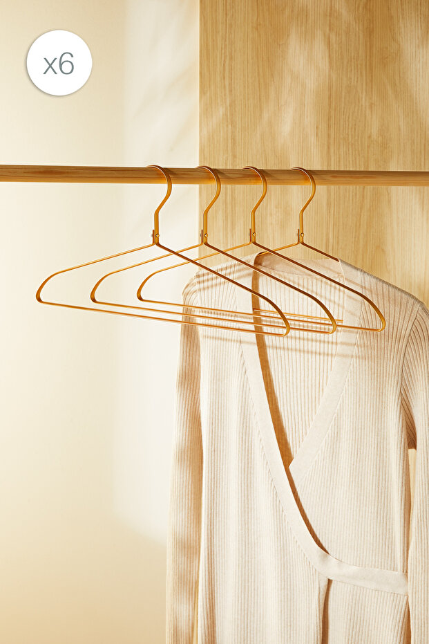6 Pieces Gold Metal Clothes Hangers, Garment Hangers 21.5X42X1