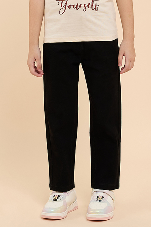 Solid Straight Fit Jeans with Button Closure - 1