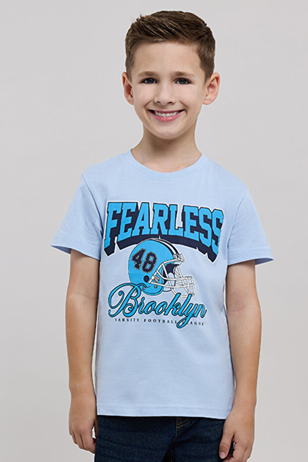 Printed T-Shirt with Crew Neck and Short Sleeves