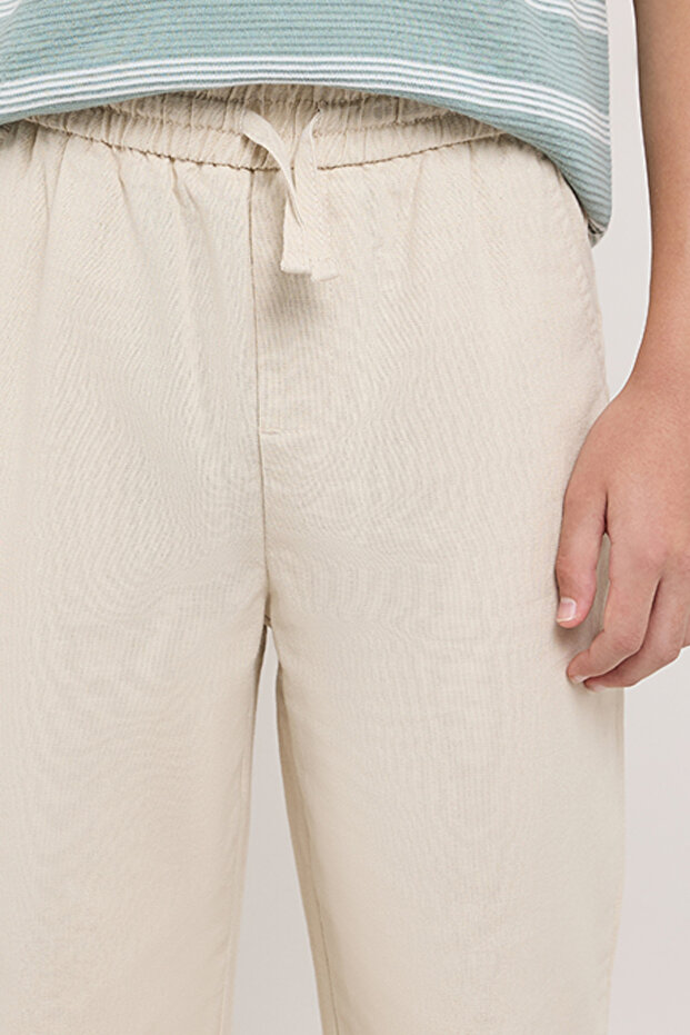 Solid Straight Fit Pants With Drawstring Waist - 6
