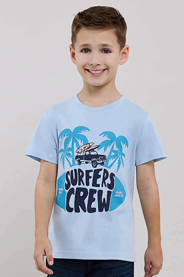 Printed T-Shirt with Crew Neck and Short Sleeves