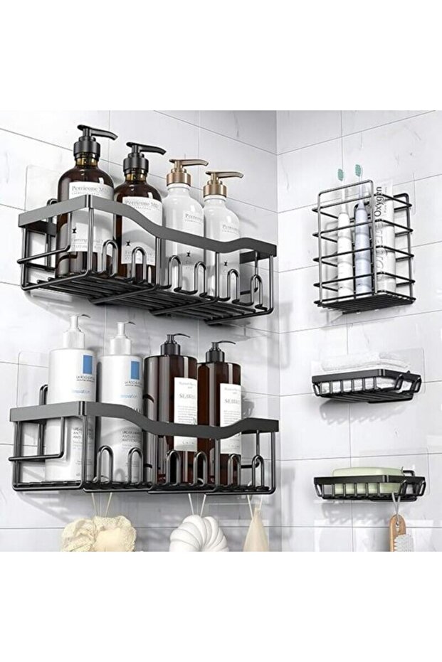 5-Pack Rustproof Shower Caddy Set–Bathroom Organizer with Corner Shelves