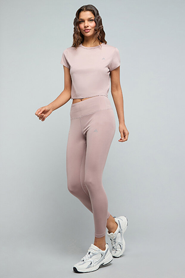 Solid Active Leggings With Elastic Waist - 2