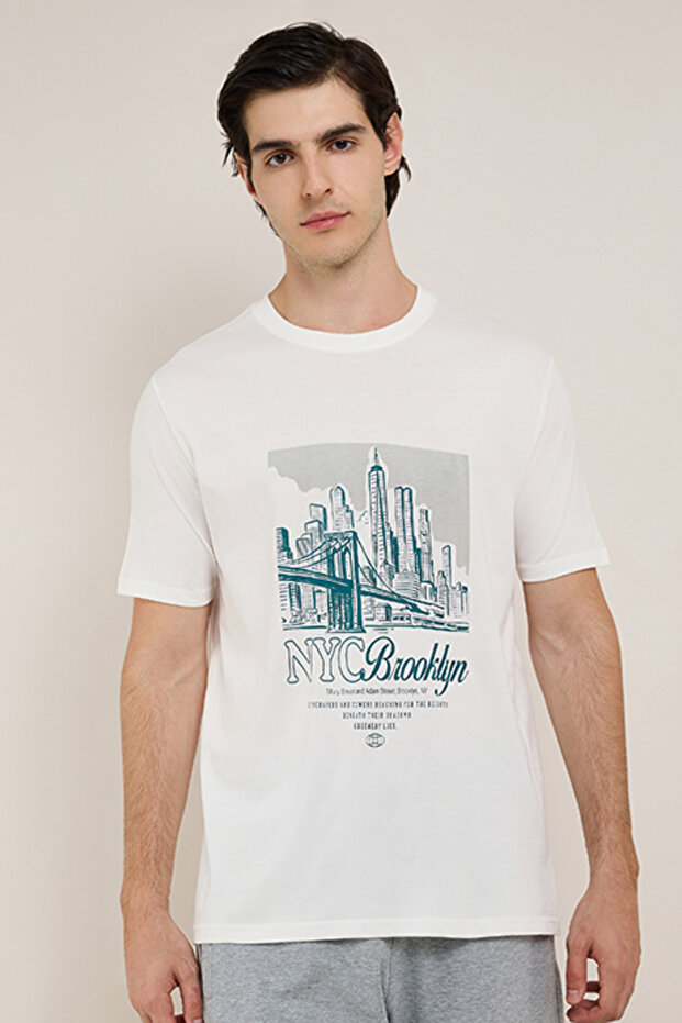 Printed T-Shirt with Crew Neck and Short Sleeves