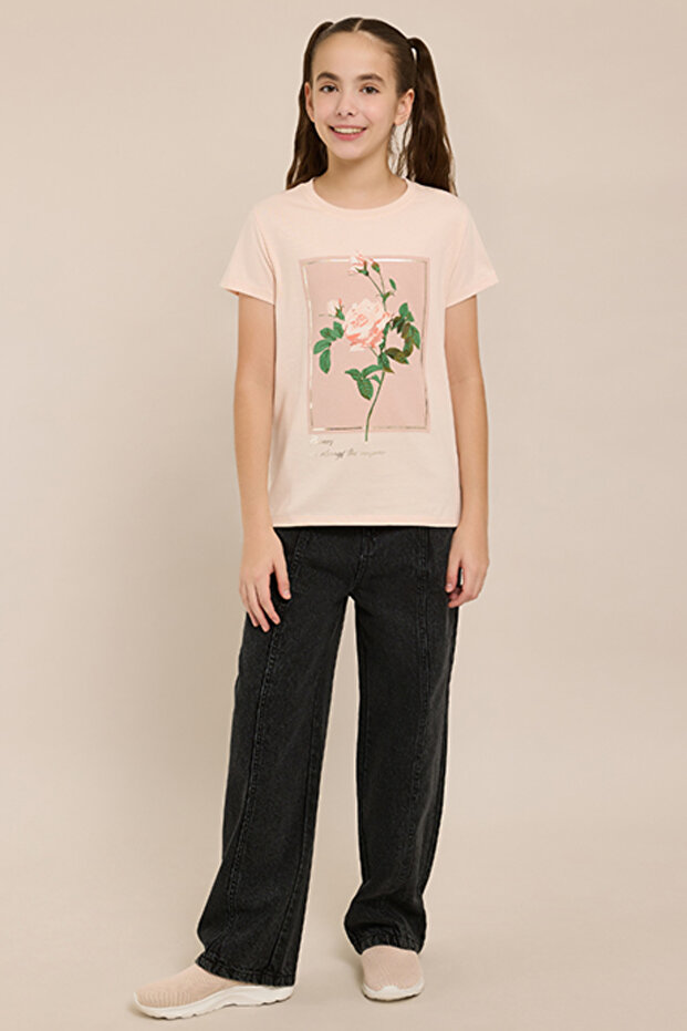 Printed T-Shirt with Crew Neck and Short Sleeves