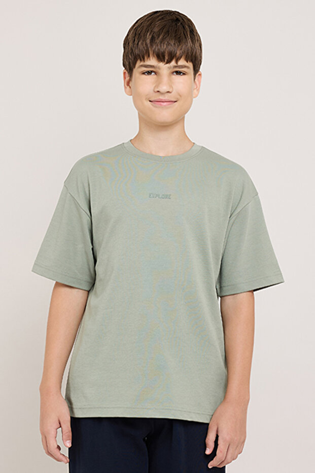 Print Detail T-Shirt With Crew Neck and Short Sleeves