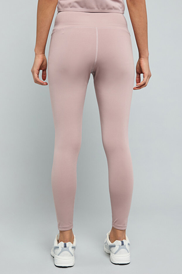 Solid Active Leggings With Elastic Waist - 5
