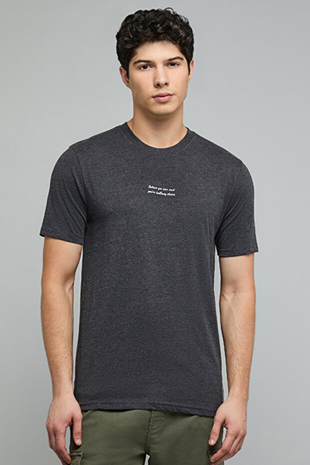 Printed T-Shirt with Crew Neck and Short Sleeves