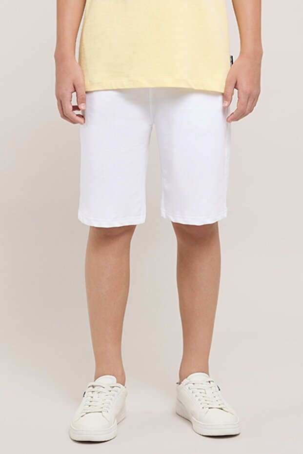 Solid Shorts with Drawstring Waist - 1
