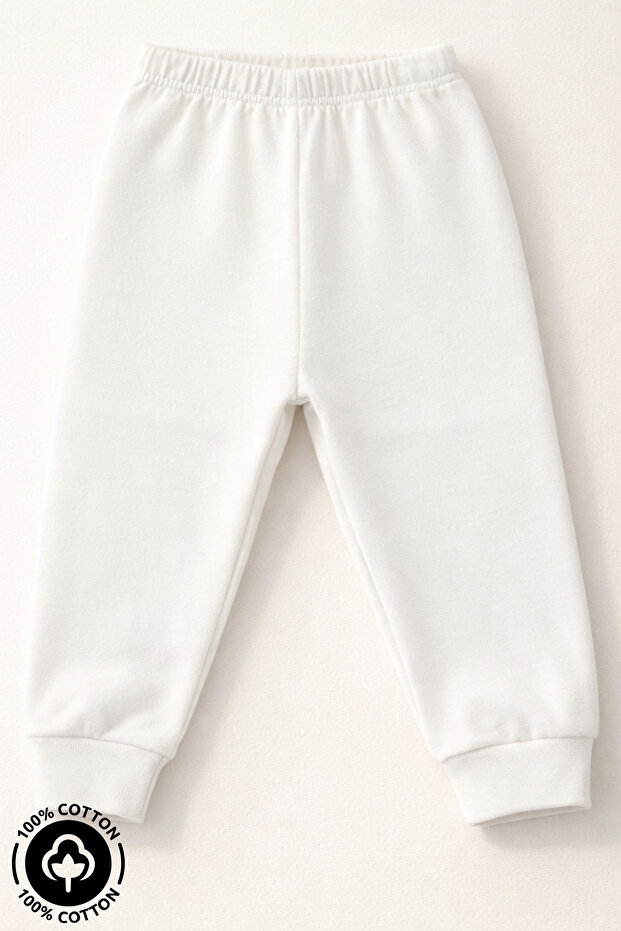Unisex Baby Combed Organic Cotton 6-18 Months Cuffed Baby Pants Without Booties Single Bottom