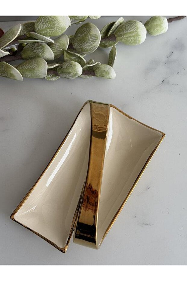 Serving Presentation Plate 2-Compartment Rectangular Dream Gold - 4