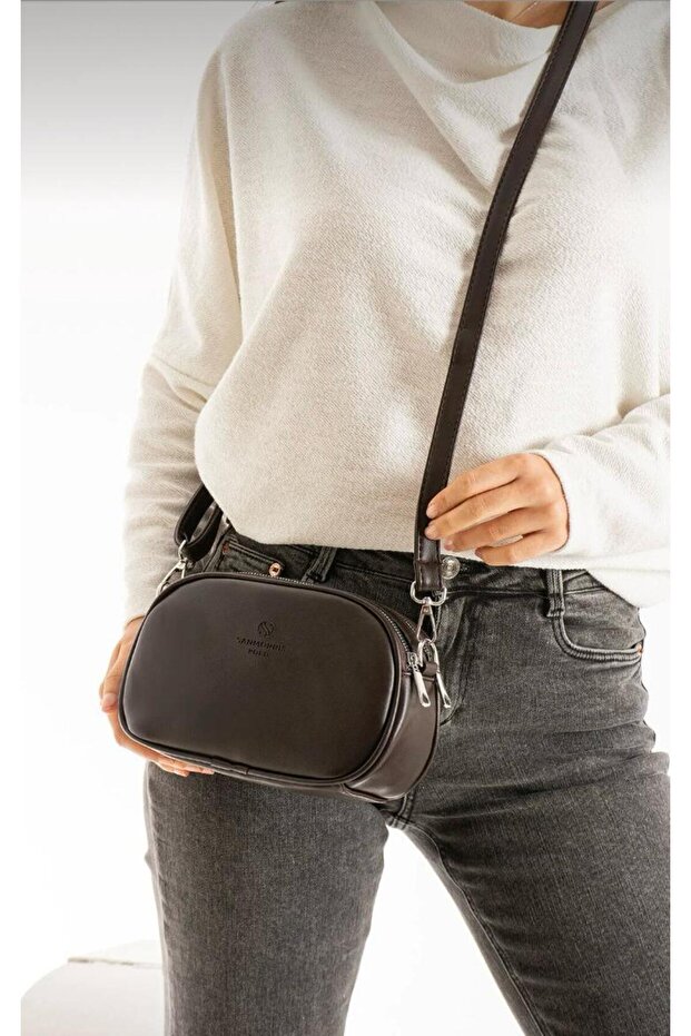 Sanmorris Women's Synthetic Leather Adjustable Crossbody Bag with 2 Compartments