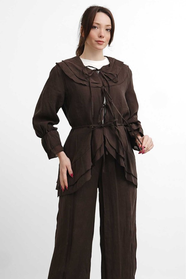 Molly Nelly Women's Baby Collar Lined Voile Set