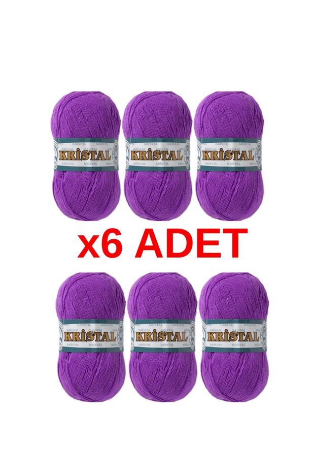 Ören Kristal Hand Knitting Yarn 6 Pack 059 Purple Fine Fiber Yarn 6 Pieces