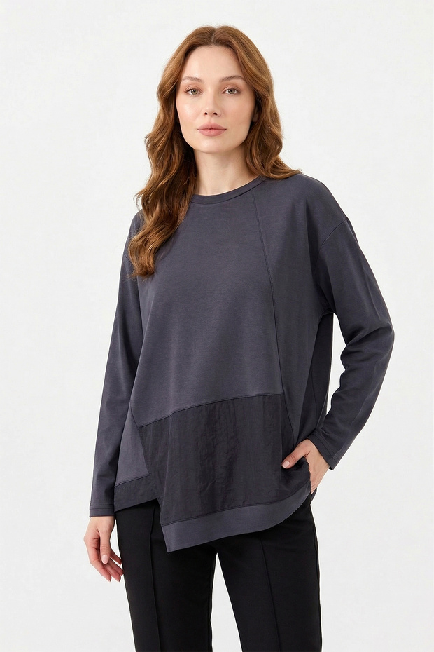 Long Sleeve Bamboo Blouse 132 Navy Blue