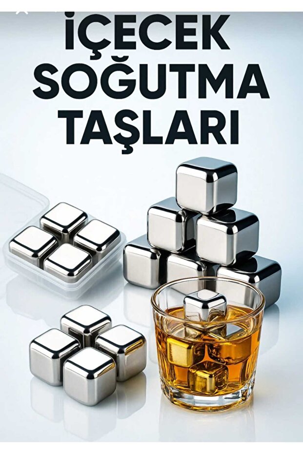 4-Pack Stainless Steel Beverage Cooling Stones – Flavor-Preserving Cubes with Ice-Free Cooling Experience