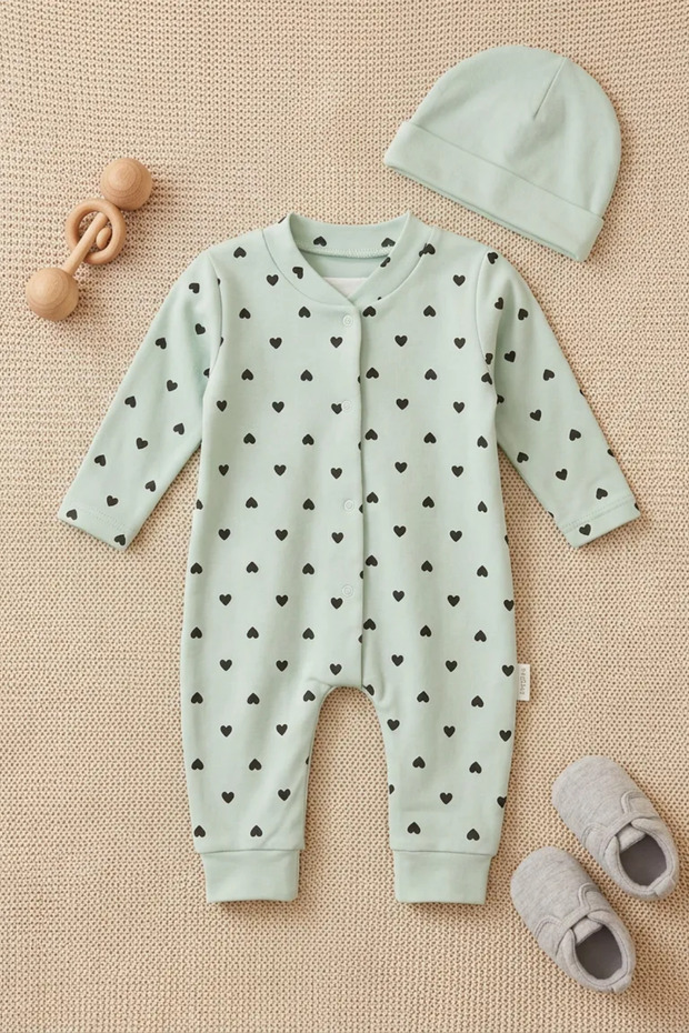 Newborn Baby Romper | Long Sleeves, Snap Fasteners, 100% Cotton | Hospital Exit