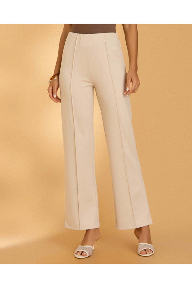 Women Beige Wideleg Pants