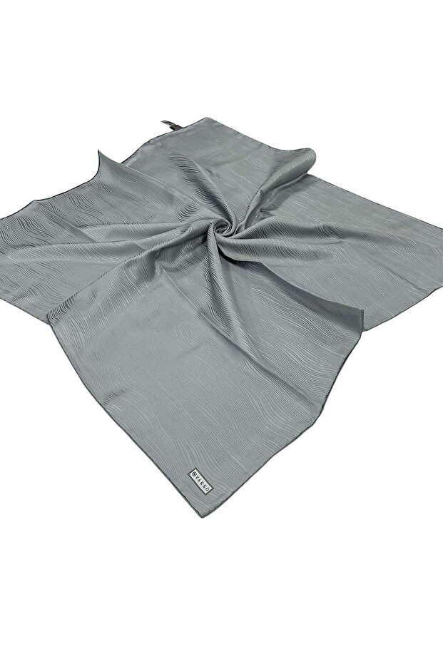 Jacquard Silk Scarf - Wave Pattern - Gray - 2