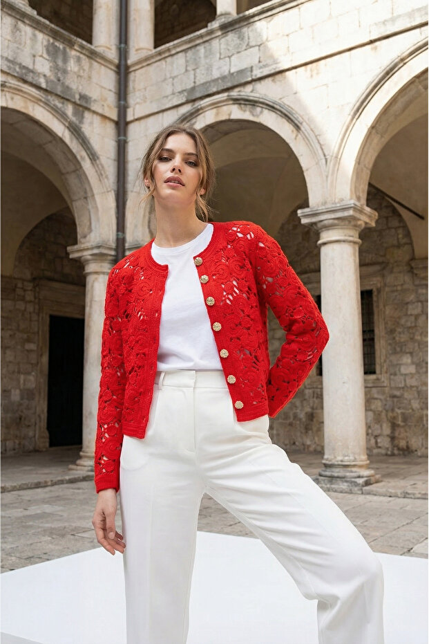 Gold Button Embroidered Jacket