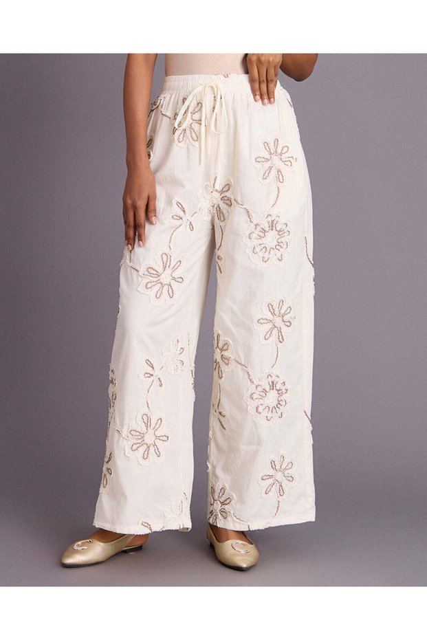 Senior Girls Ivory Crochet Trousers