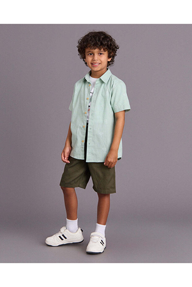Boys Olive Pull On Bermudas - 2