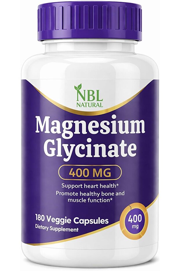 Magnesium Glycinate 400 mg, 180 Veggie Capsules, Supports Muscle, Bone & Heart Function,