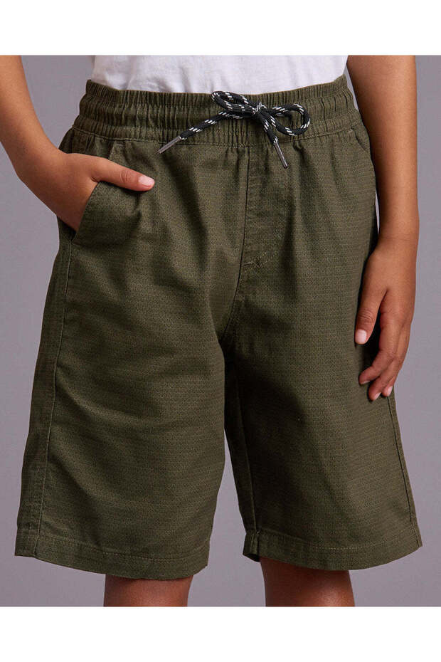 Boys Olive Pull On Bermudas - 4