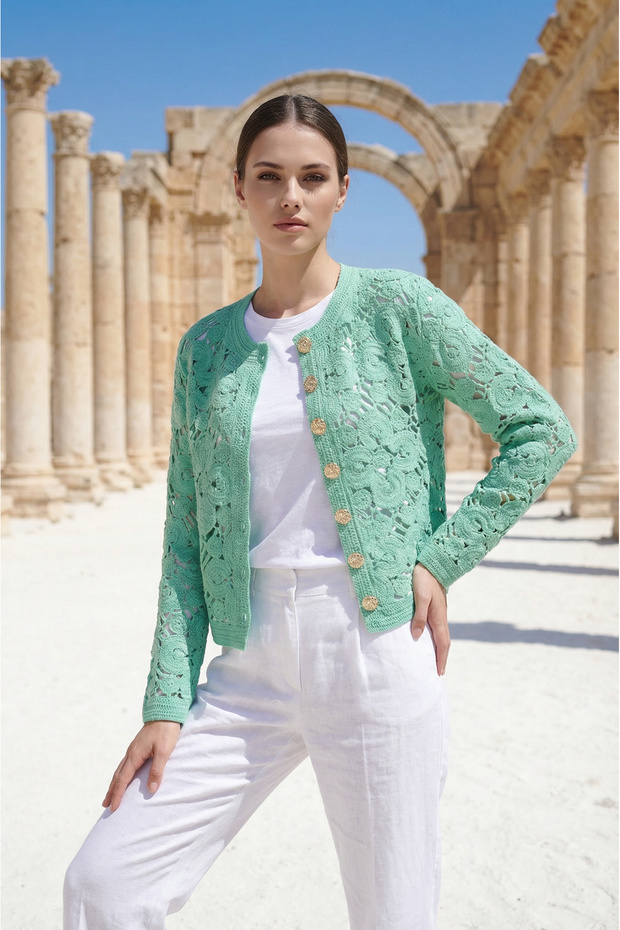 Gold Button Embroidered Jacket