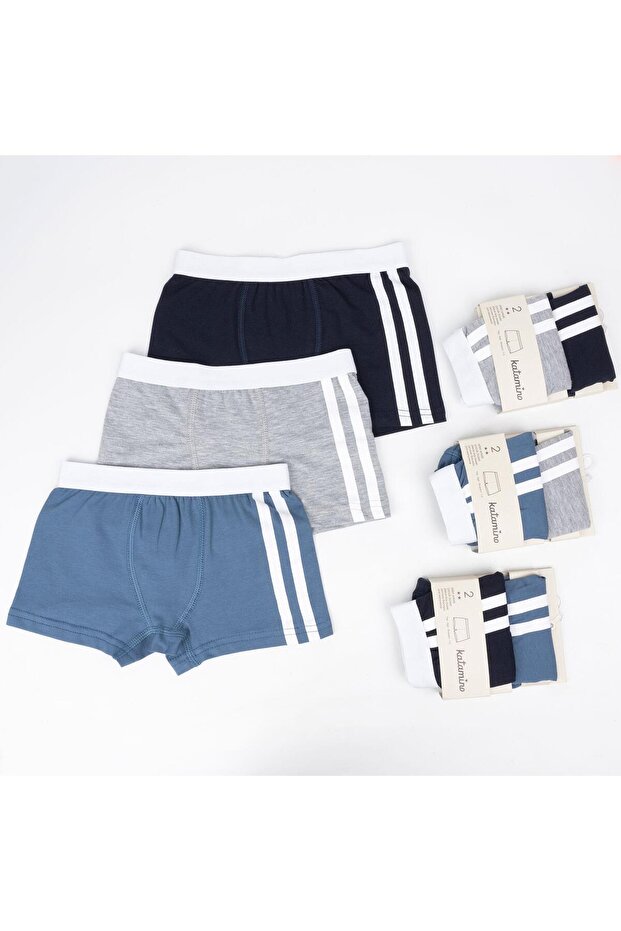 Portugo Double Boys' Boxer Shorts - Blue-Dark Blue (1 Piece Will Be Sent.)
