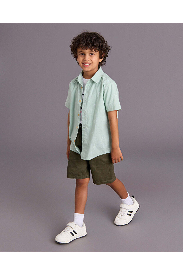 Boys Olive Pull On Bermudas - 5