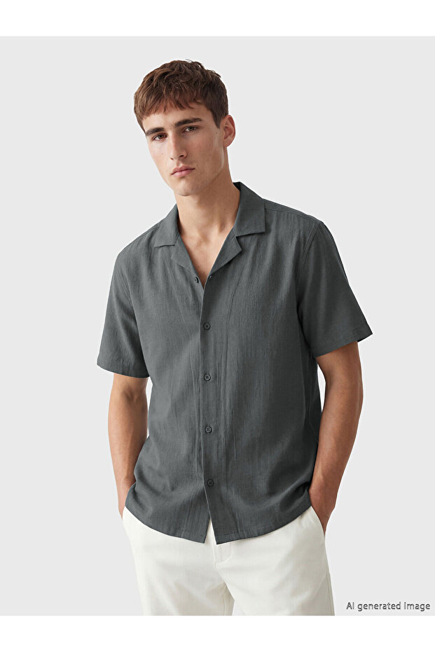 Nevavm Standard Fit Linen-Look Men's Shirt with a Difference
