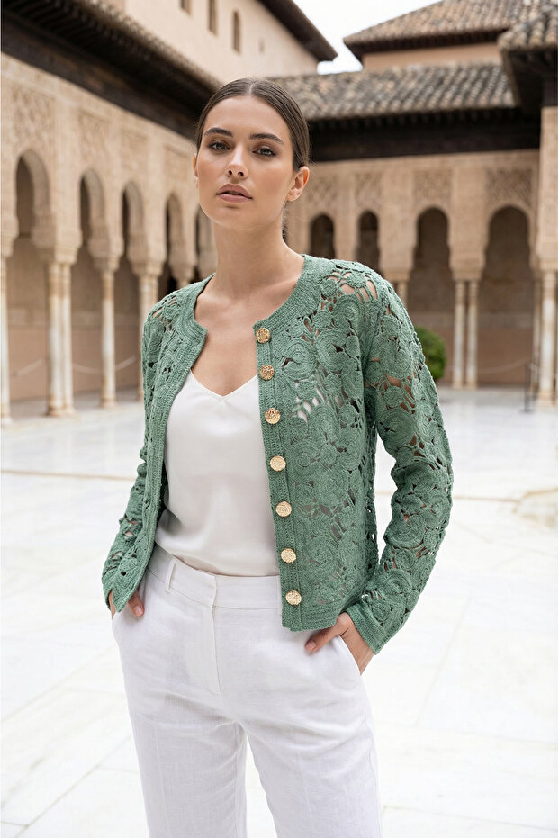 Gold Button Embroidered Jacket