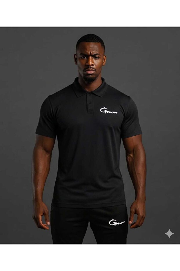 Polo Collar Groove Printed Pique Fabric T-Shirt