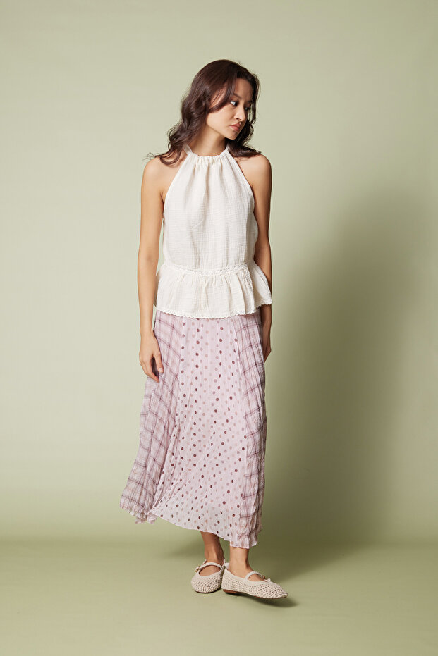 Combined Patterned Midi Skirt