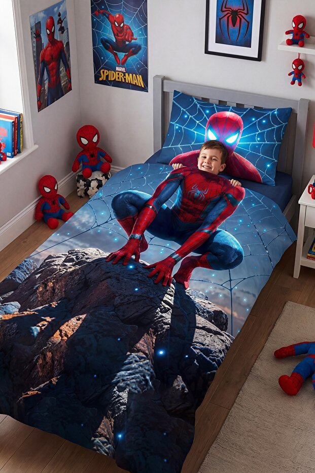 Spider Movement Patterned Single Baby Kids Bedding Set