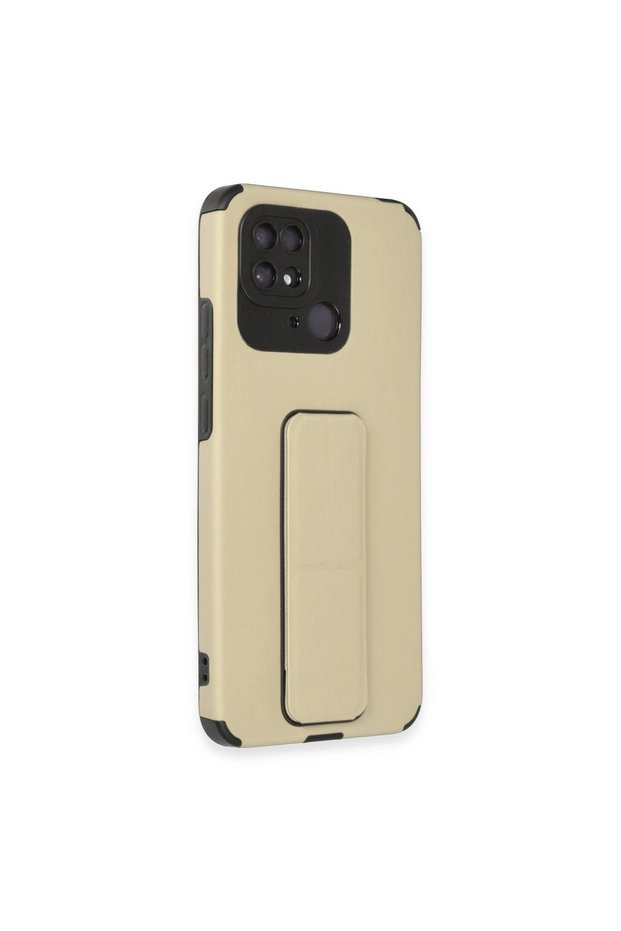حافظة هاتف Xiaomi Redmi 10c مصنوعة من السيليكون مع حامل ميجا - ذهبي