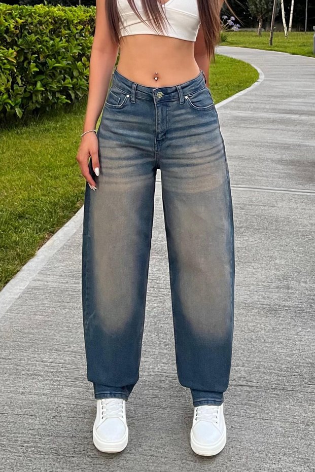 Women's High Waist Loose Fit Wide Leg Baggy Fit Jeans
