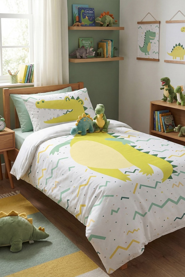 Dino Dostum Patterned Single Baby Kids Bedding Set
