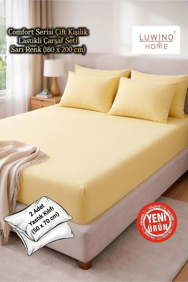 Comfort Series Cotton Double Elastic Sheet Set (180 X 200 Cm, 30 cm Height)
