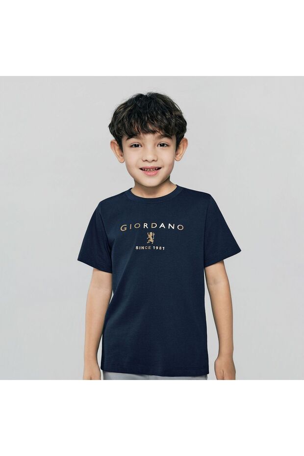 Kid's Regular Fit Cotton Crew Neck Printed Tee