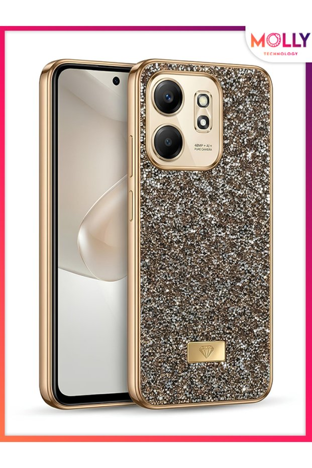 Honey Gold Starlight Glitter Luxury Silicone Case for Infinix Smart 9