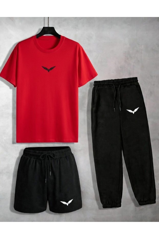 3-Piece Wing Combination T-Shirt Shorts Tracksuit Unisex Men/Women