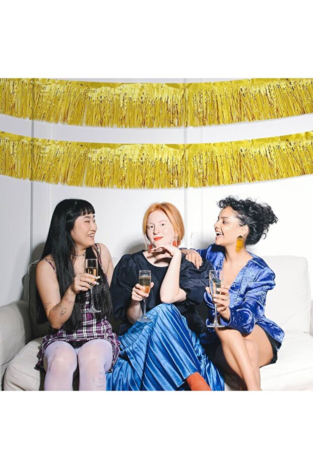 Gold Metallic Tassel Decor Curtain 200cm Length 35 cm Height