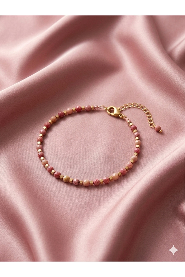 Rodonite Natural Stone 4mm Handmade Bracelet