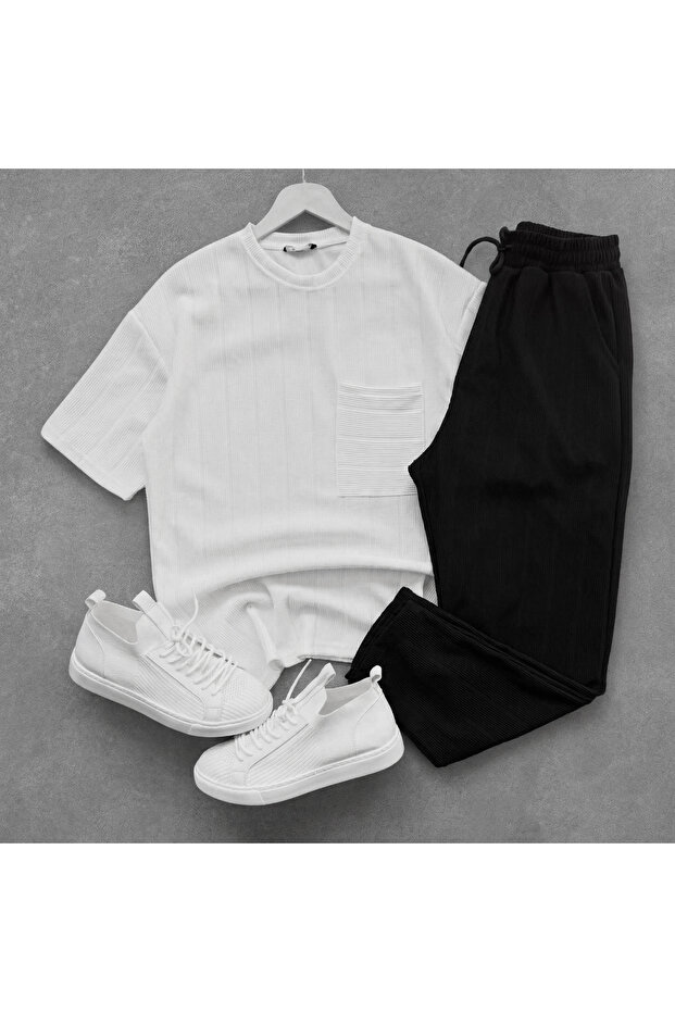 Corduroy T-Shirt and Sweatpants Set 2-Piece Set Full Fit