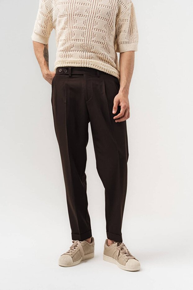 Formline Double Leg and Waist Elastic Fabric Baggy Trousers
