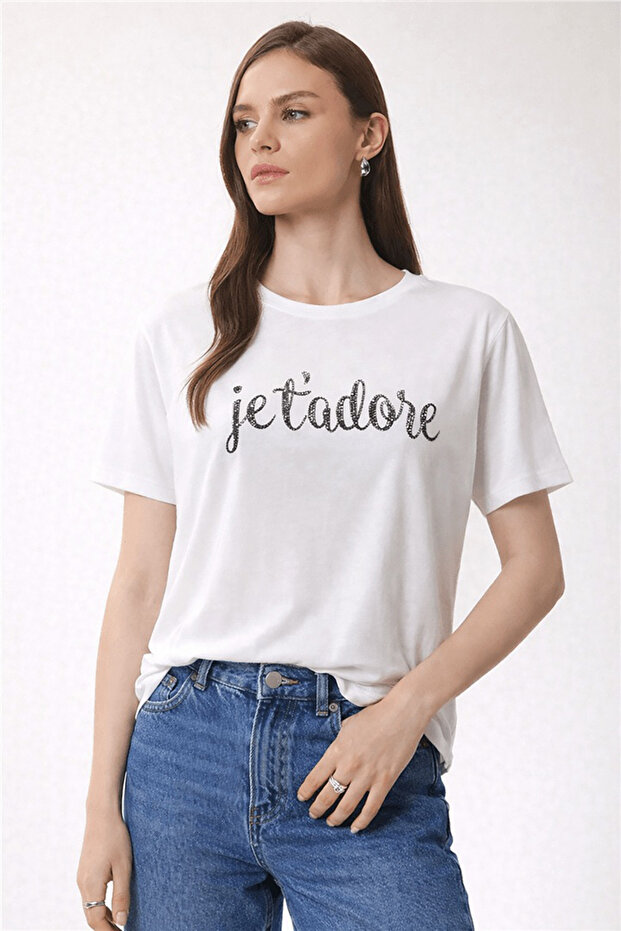 Flowy Printed Crew Neck Blouse Bluz 26Y0190K1