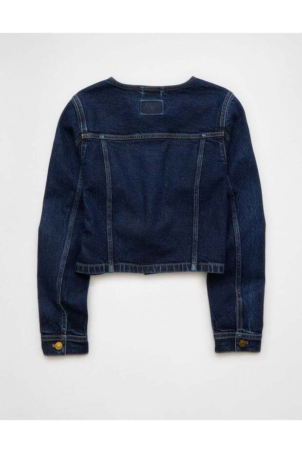 AE Collarless Cinched Denim Jacket - 5